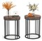 Small Wood Tables, Round Side Tables, End Tables with Metal Frames Brown, 2PCS Tiny Coffee Accent Table Nightstand for Smaller Spaces, Living Room, Bedroom, Balcony